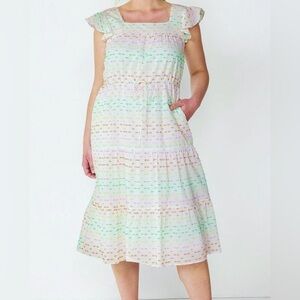Draper James Pastel Patterned Midi Dress Size XXL Cottagecore Southern Chic